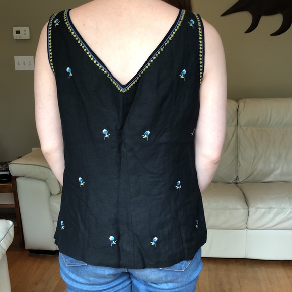 Coldwater Creek blue/black embroidered top - Picture 4 of 8